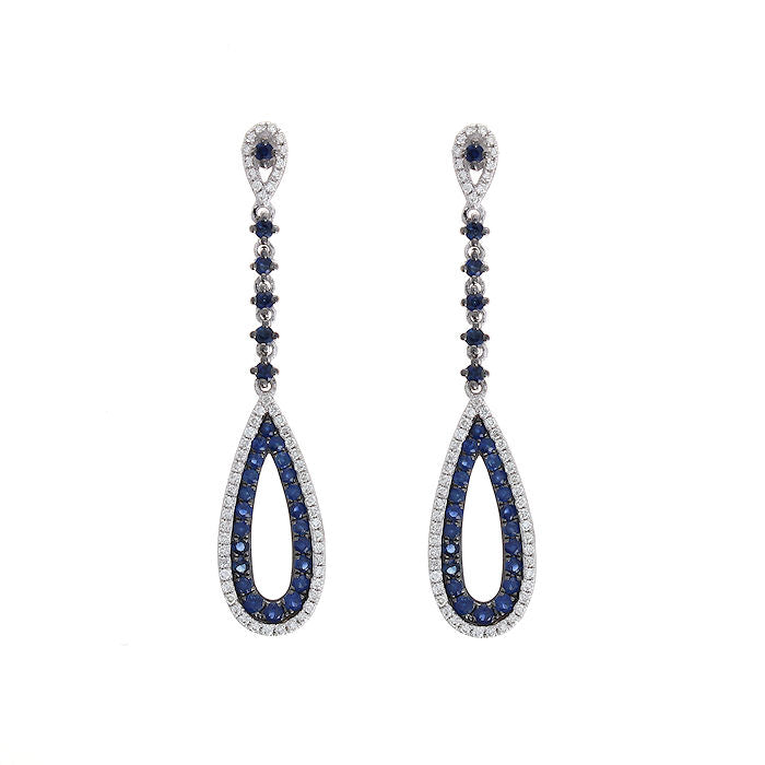 Ladies 14kt White Gold 0.88cts Sapphire and 0.34cts Diamond Earrings