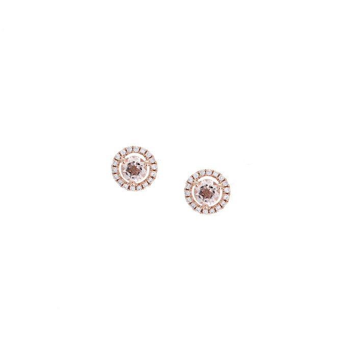 Ladies 14kt Rose Gold 0.70cts Morganite and Diamond Earrings