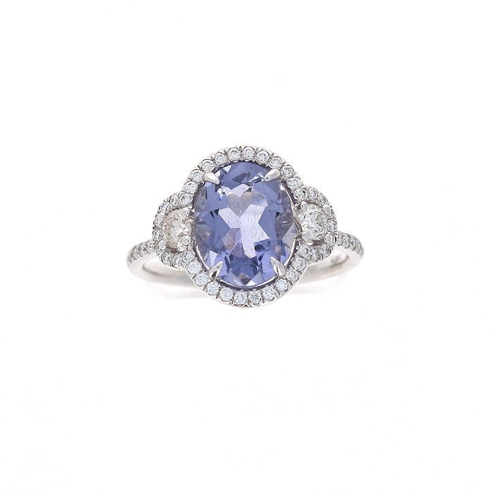 Ladies 14kt White Gold 2.14ct Iolite and 0.63cts Diamond Ring