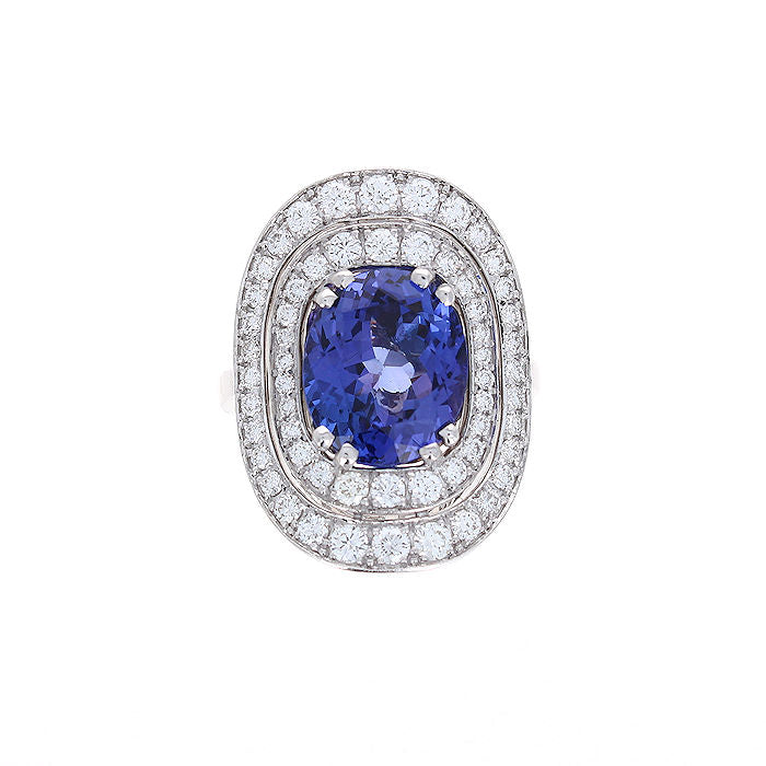 Ladies 18kt White Gold 7.06ct Tanzanite and 1.20cts Diamond Ring