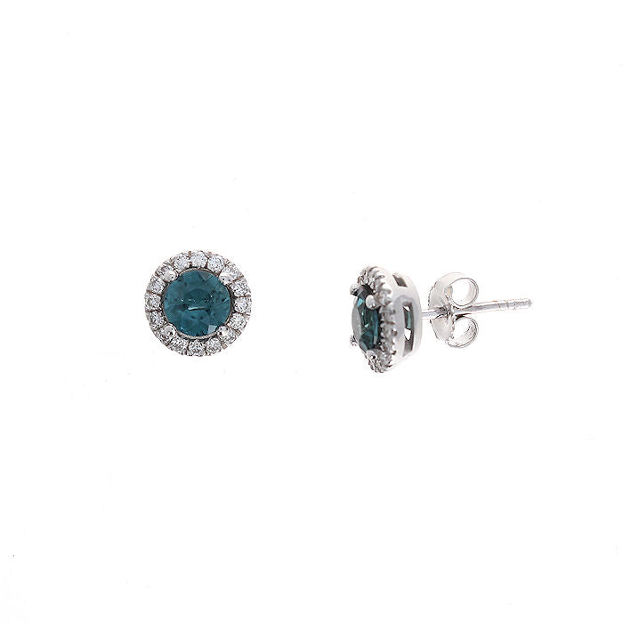 Ladies 14kt White Gold 1.00cts Tourmaline and 0.26cts Diamond Earrings