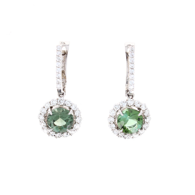 Ladies 14kt White Gold 2.75cts Tourmaline And 0.88cts Diamond Earrings