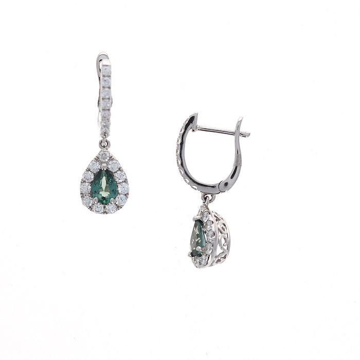 Ladies 14kt White Gold 0.77cts Alexandrite and 0.80cts Diamond Earrings