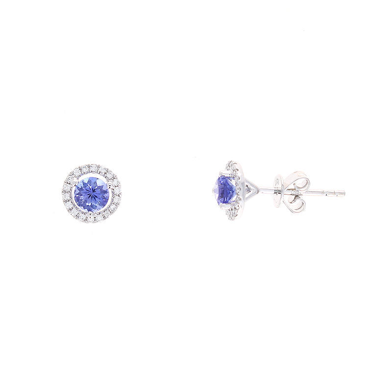 Ladies 14kt White Gold 0.75cts Tanzanite and 0.14cts Diamond Earrings