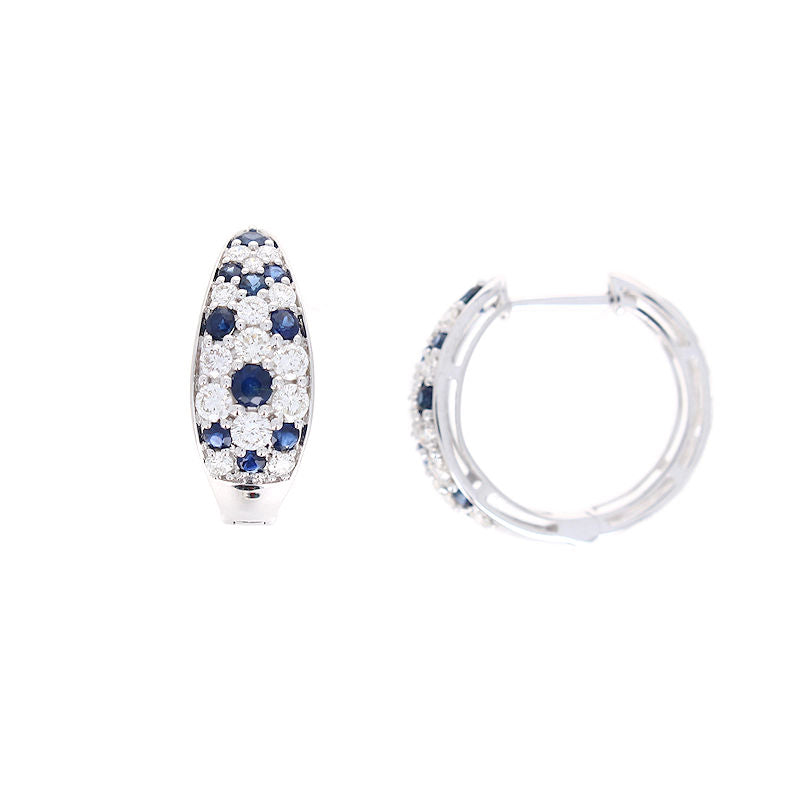 Ladies 14kt White Gold 0.70cts Sapphire and 0.70cts Diamond Earrings