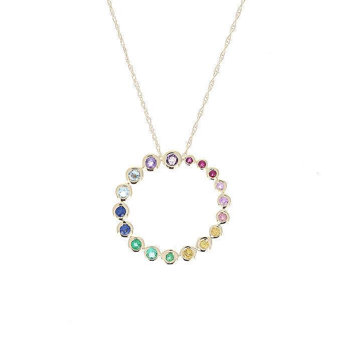 Ladies 14kt Yellow Gold 0.48cts Multi Gemstone Pendant
