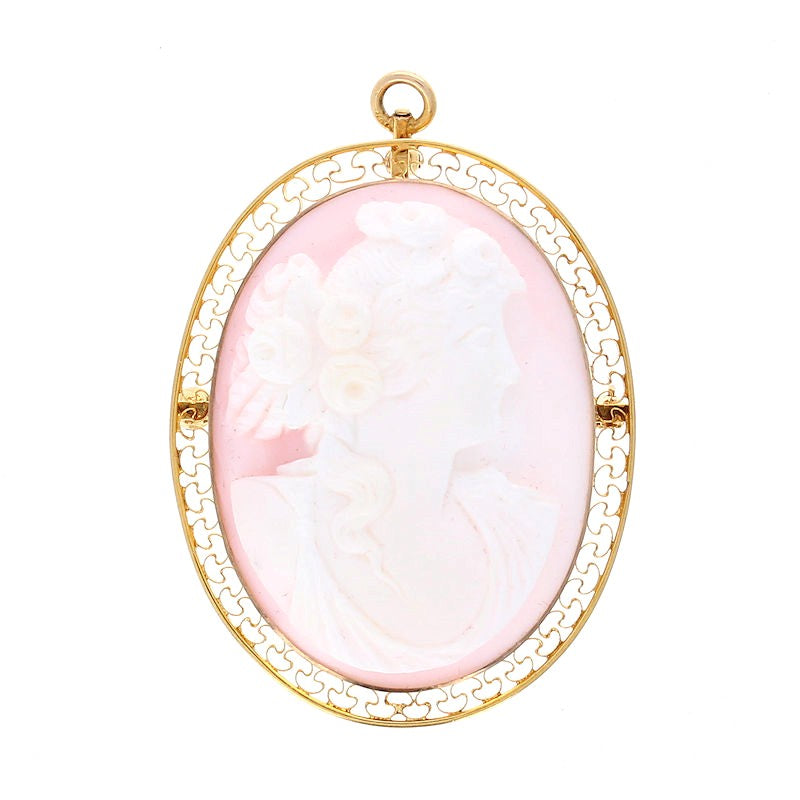 Ladies 10kt Yellow Gold Carved Cameo Pendant/Brooch Circa 1900