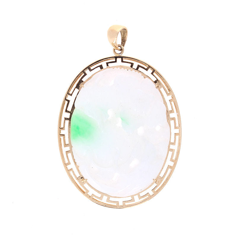 Ladies 14kt Yellow Gold 35.08ct Jade Pendant
