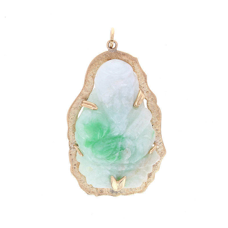Ladies 14kt Yellow Gold Jade Pendant