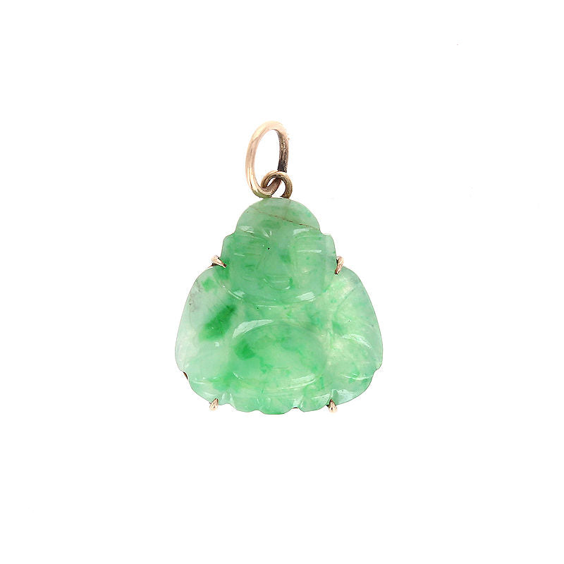 Ladies 14kt Yellow Gold Jade Buddha Pendant