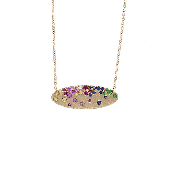 Ladies 14kt Yellow Gold Multi Colored Ombre Gemstone Necklace