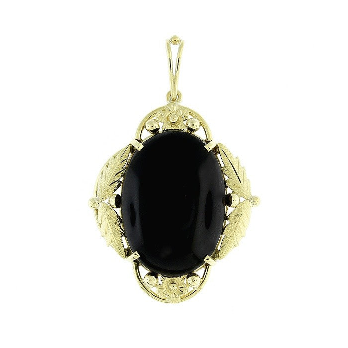 Ladies 18kt Green Gold Black Onyx Pendant