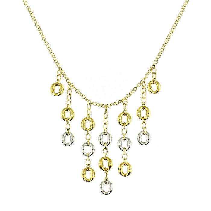 Ladies 18kt Yellow and White Gold Drop Necklace