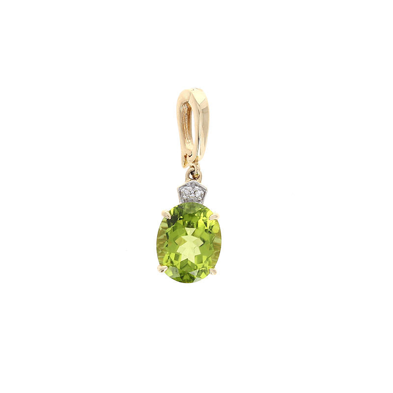 Ladies 14kt Yellow Gold 2.53ct Peridot and Diamond Pendant