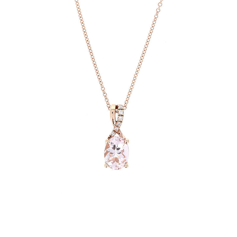 Ladies 14kt Rose Gold Morganite and Diamond Pendant