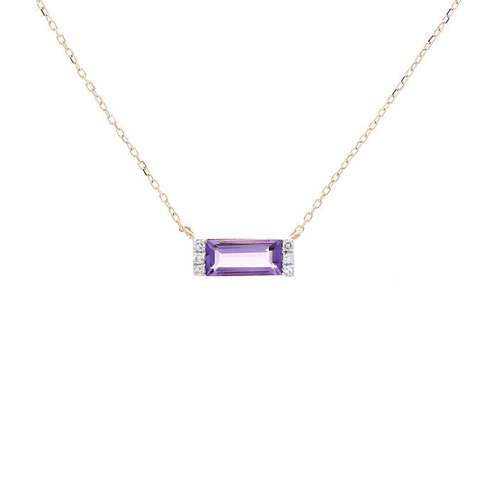 Ladies 14kt Yellow Gold 0.46ct Amethyst and Diamond Pendant