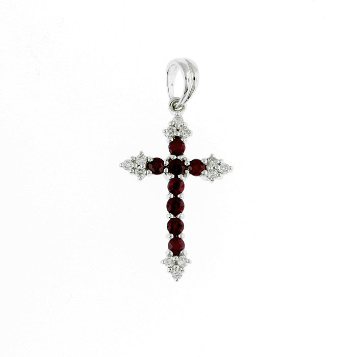 Ladies 14kt White Gold 0.41cts Ruby and 0.12cts Diamond Pendant