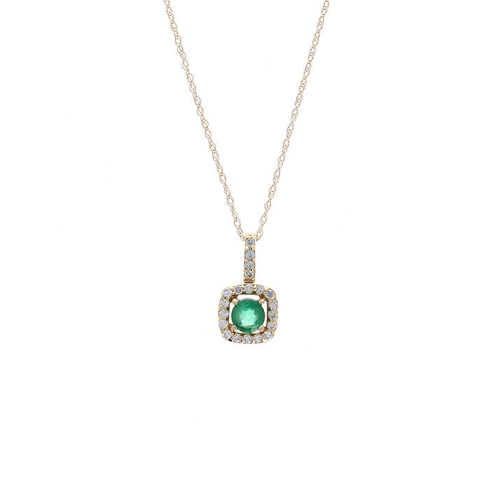 Ladies 14kt Yellow Gold 0.28ct Emerald and 0.14cts Diamond Pendant