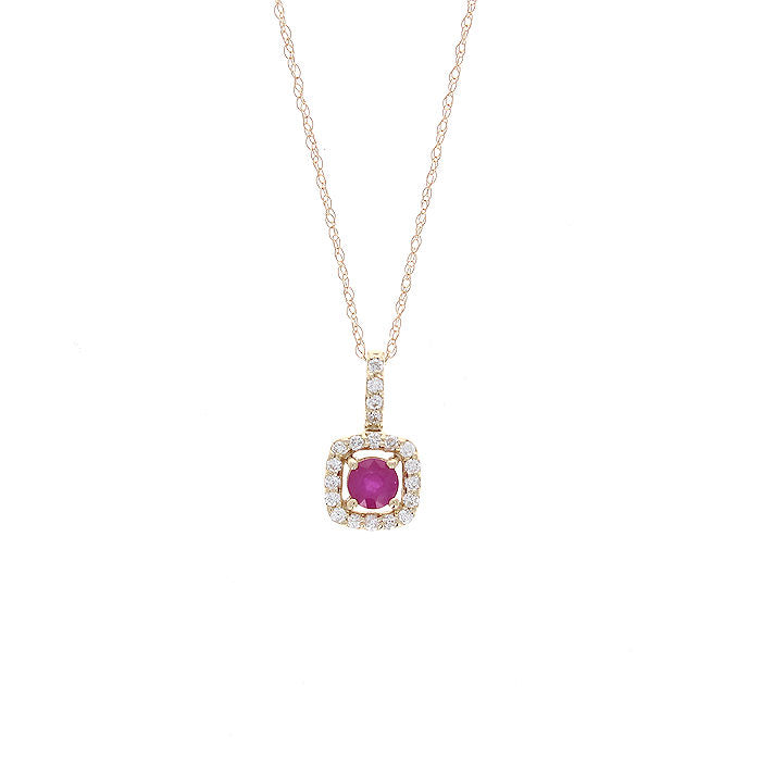 Ladies 14kt Yellow Gold 0.35ct Ruby and 0.14cts Diamond Pendant