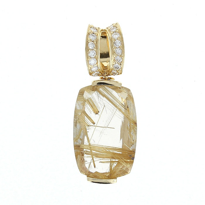 Ladies 18kt Yellow Gold 7.16ct Quartz and 0.24cts Diamond Pendant