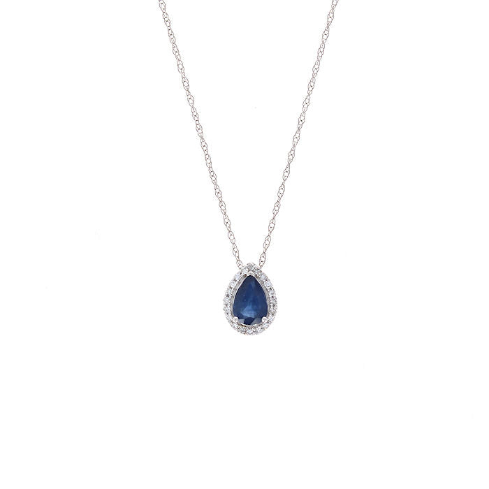 Ladies 14kt White Gold 0.55ct Sapphire and Diamond Pendant
