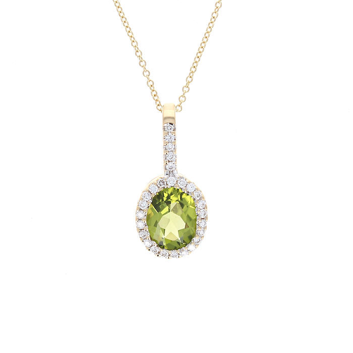 Ladies 18kt Yellow Gold 1.75ct Peridot and 0.27cts Diamond Pendant