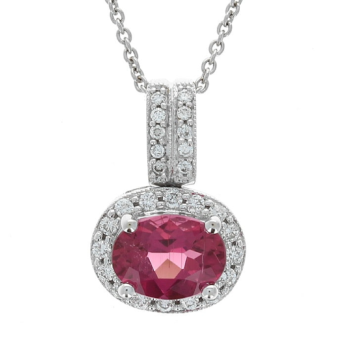 Ladies 14kt White Gold 1.15ct Tourmaline and 0.91cts Diamond Pendant