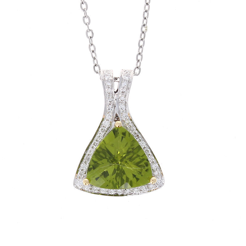 Ladies 14kt White and Yellow Gold Peridot and Diamond Pendant