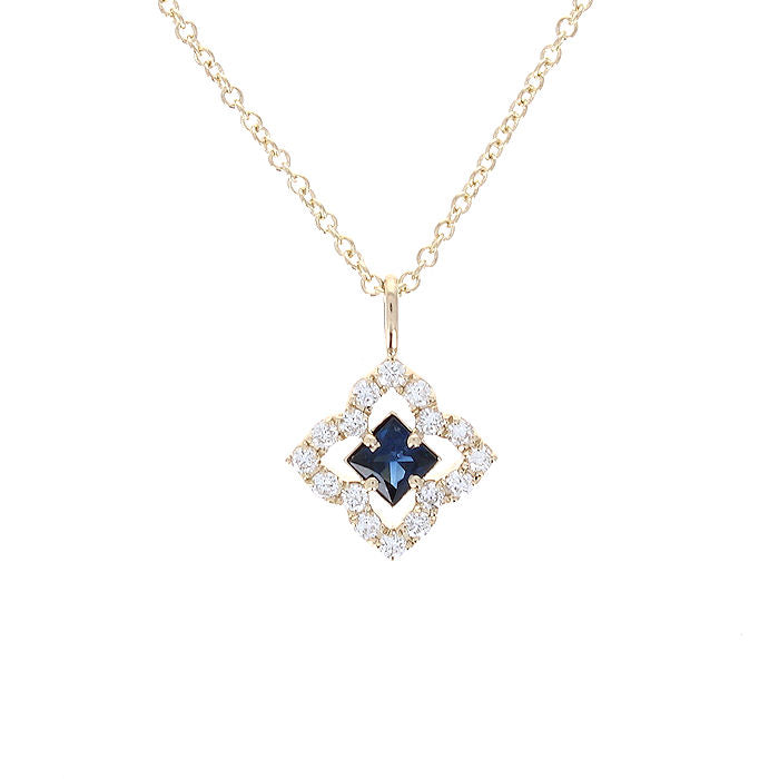 Ladies 14kt Yellow Gold 0.23ct Blue Sapphire and 0.14cts Diamond Pendant