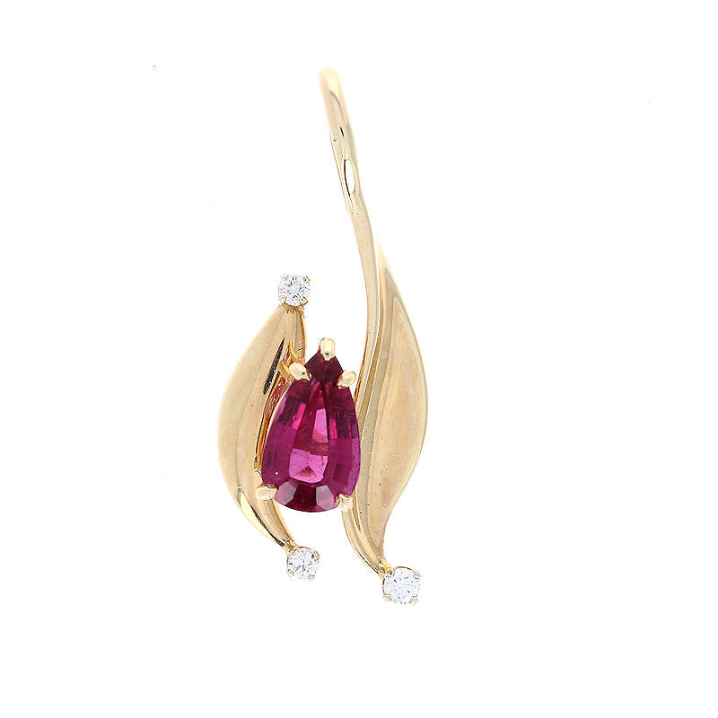Ladies 14kt Yellow Gold 4.55ct Rubellite Tourmaline and 0.25cts Diamond Pendant