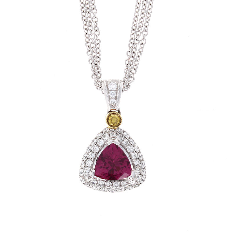 Ladies 18kt White and Yellow Gold 1.07ct Rubellite Tourmaline and Diamond Necklace