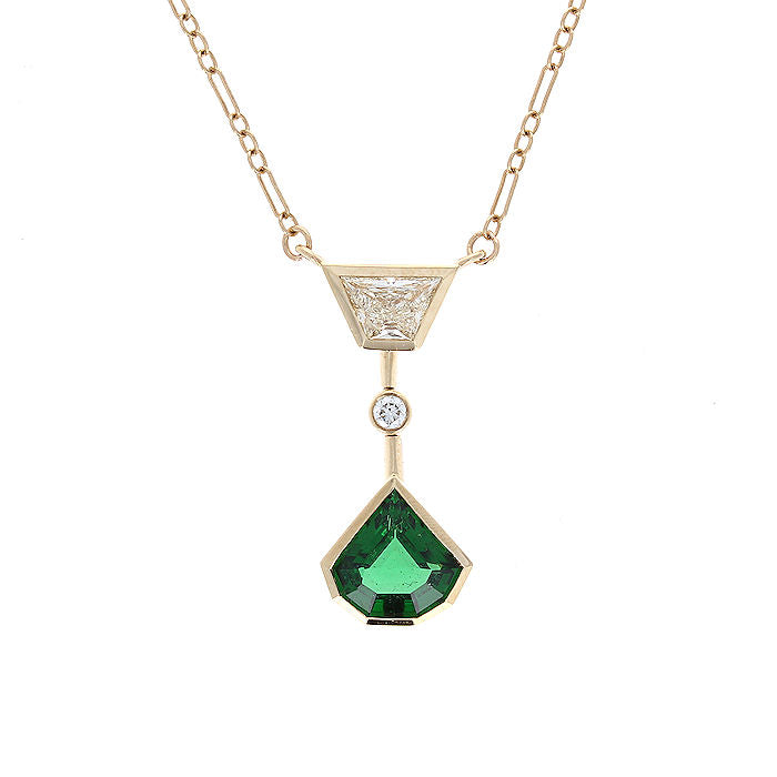 Ladies 14kt Yellow Gold 2.02ct Chrome Tourmaline and 0.67cts Diamond Necklace