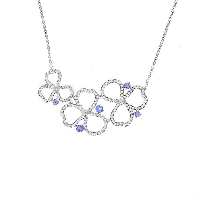 Ladies Platinum 0.30cts Tanzanite and 0.40cts Diamond Pendant By Tiffany & Co.