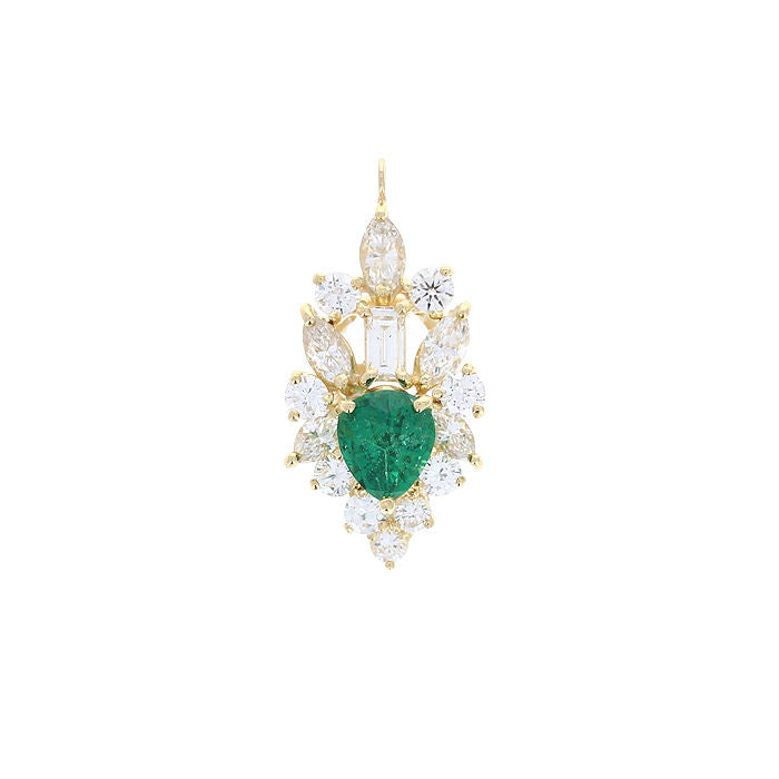 Ladies 18kt Yellow Gold 1.00ct Emerald and 1.70cts Diamond Pendant