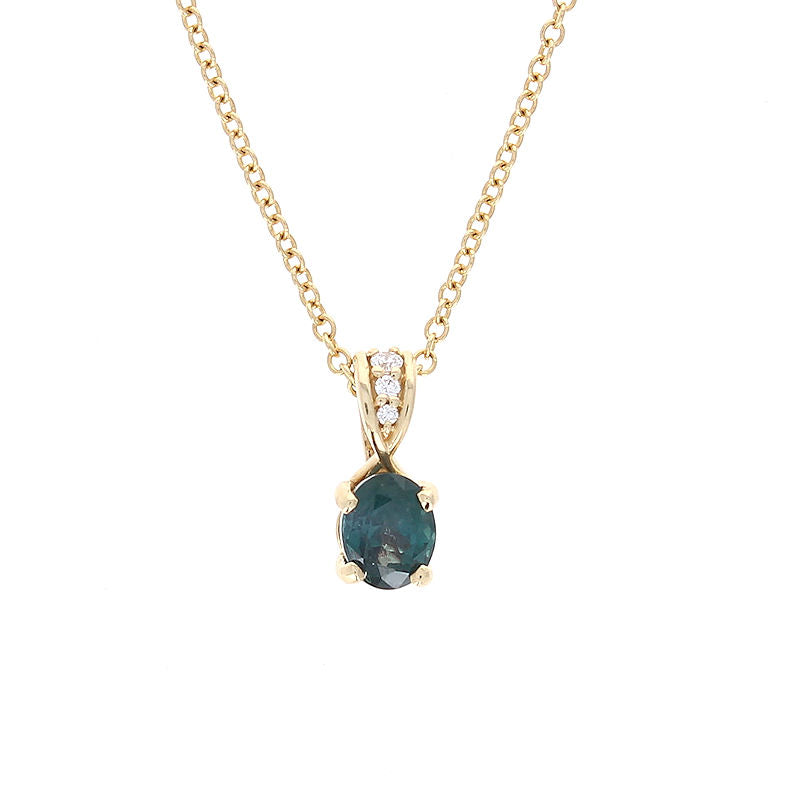 Ladies 14kt Yellow Gold 0.49ct Alexandrite and Diamond Pendant