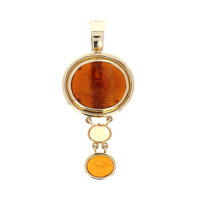 Ladies 18kt and 14kt Yellow Gold Venetian Glass Pendant