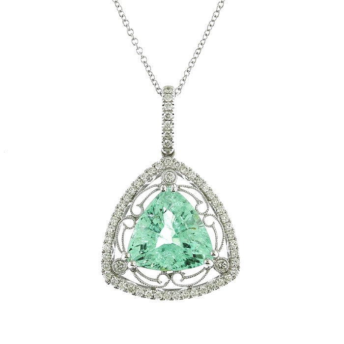 Ladies 18kt White Gold 4.71ct Tourmaline And 0.41cts Diamond Pendant