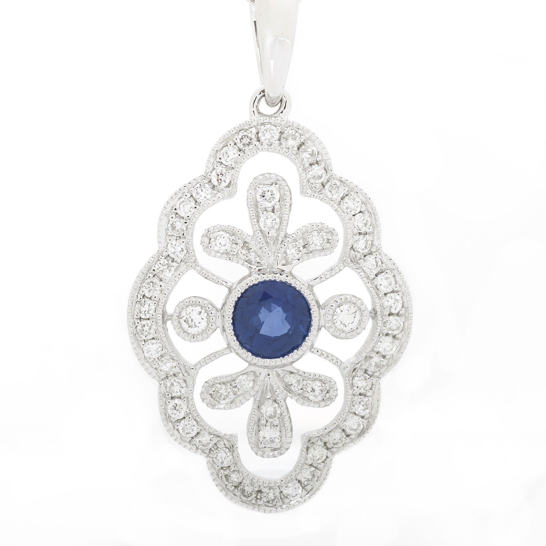 Ladies 14kt White Gold 0.30ct Sapphire and 0.27cts Diamond Pendant