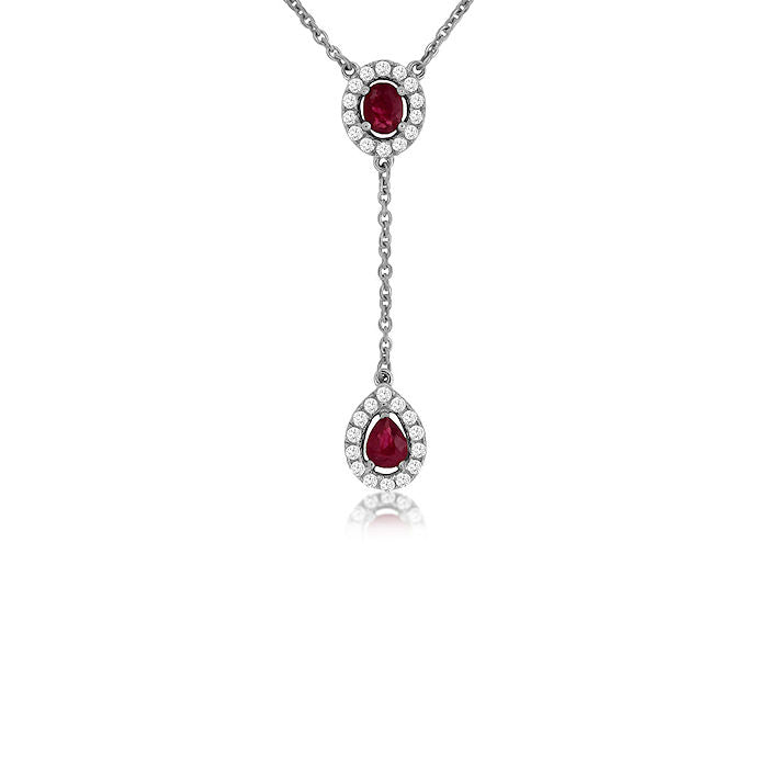 Ladies 14kt White Gold 0.35ct Ruby and 0.18cts Diamond Pendant