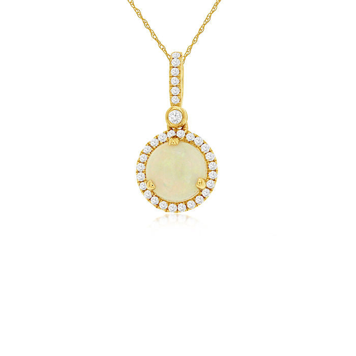 Ladies 14kt Yellow Gold 0.70ct Opal and Diamond Necklace