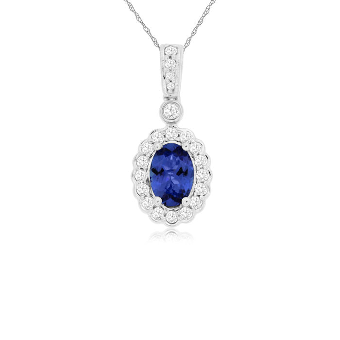 Ladies 14kt White Gold 0.84ct Tanzanite and 0.25cts Diamond Pendant
