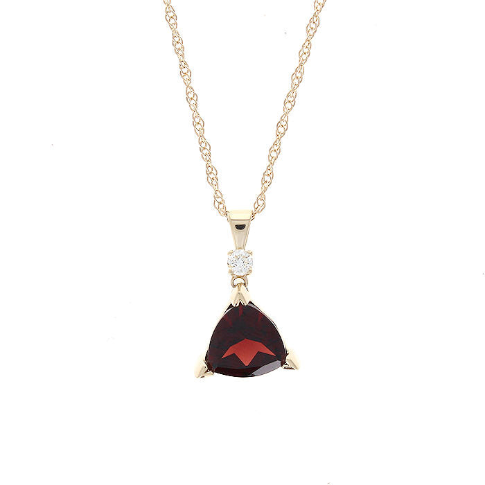 Ladies 14kt Yellow Gold 2.50ct Garnet and 0.10cts Diamond Pendant