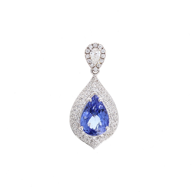 Ladies 18kt White Gold 4.57ct Tanzanite and Diamond Pendant