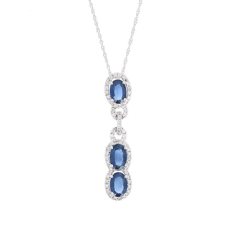 Ladies 14kt White Gold 1.80cts Sapphire and 0.22cts Diamond Pendant