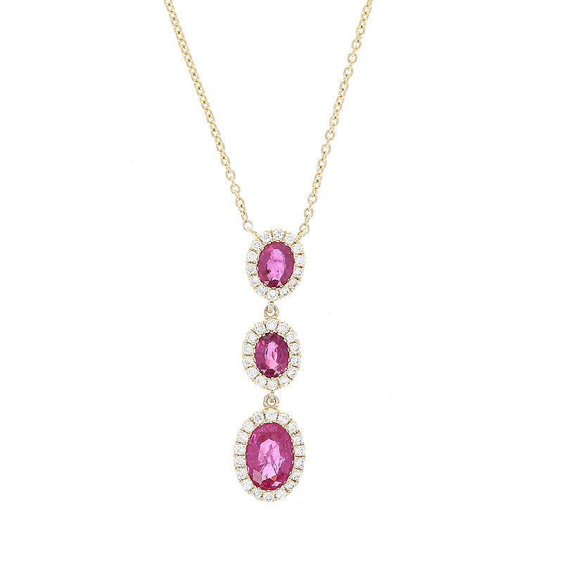 Ladies 14kt Yellow Gold 0.97cts Ruby and 0.17cts Diamond Pendant