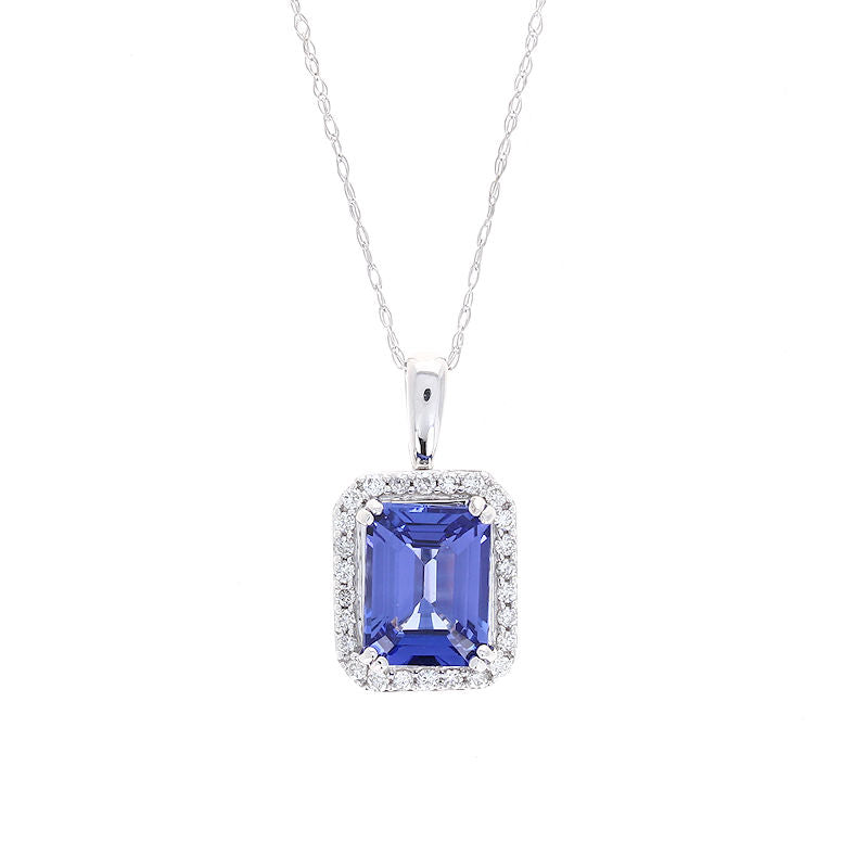 Ladies 14kt White Gold 2.60ct Tanzanite and 0.20cts Diamond Pendant