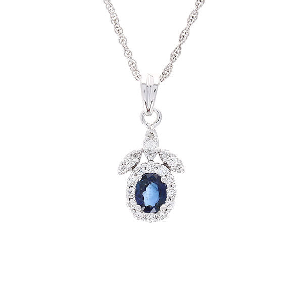 Ladies 14kt White Gold 0.52ct Sapphire and 0.21cts Diamond Pendant