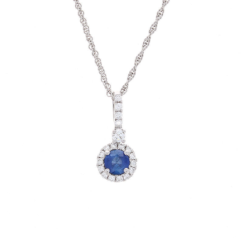 Ladies 18kt White Gold 0.36ct Sapphire and 0.18cts Diamond Pendant