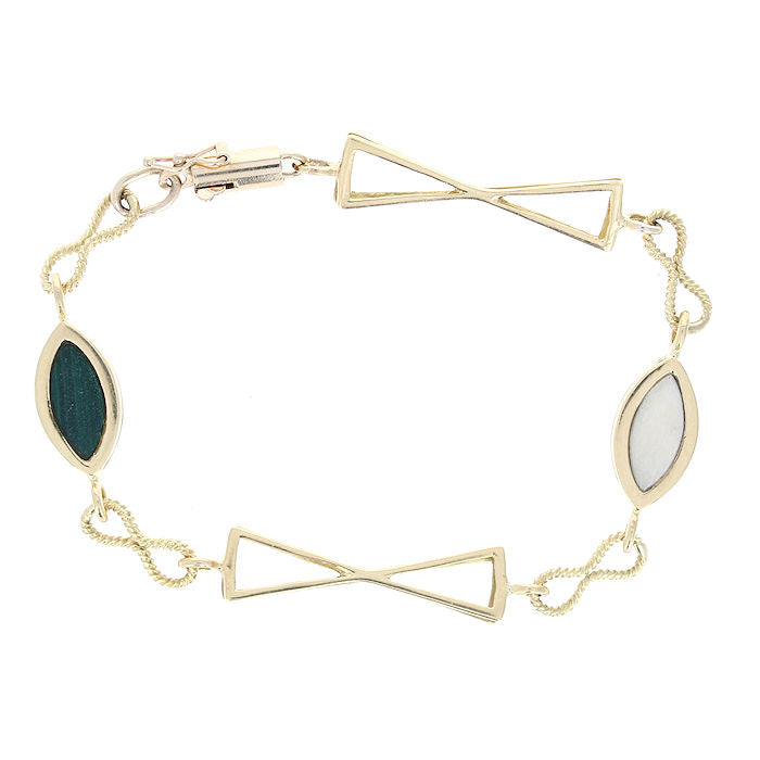 Ladies 14kt Yellow Gold Enameled Necklace and Bracelet Set