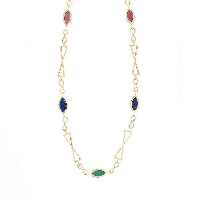 Ladies 14kt Yellow Gold Enameled Necklace and Bracelet Set